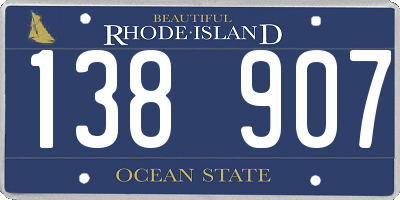 RI license plate 138907