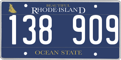 RI license plate 138909