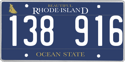 RI license plate 138916