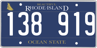 RI license plate 138919