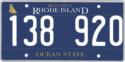 RI license plate 138920