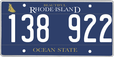 RI license plate 138922