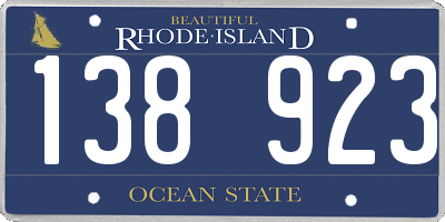 RI license plate 138923