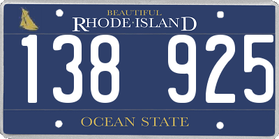 RI license plate 138925