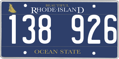 RI license plate 138926