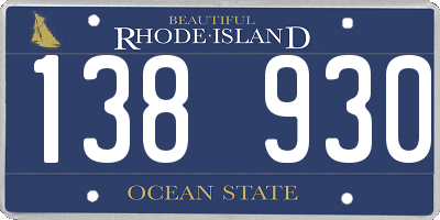 RI license plate 138930