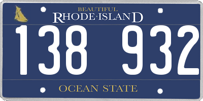 RI license plate 138932