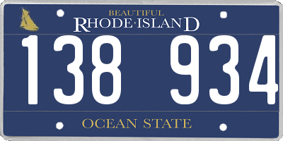 RI license plate 138934