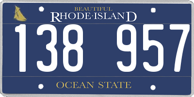 RI license plate 138957