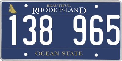 RI license plate 138965