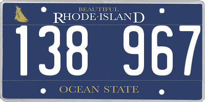RI license plate 138967