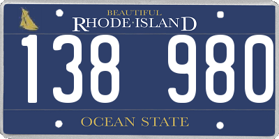 RI license plate 138980
