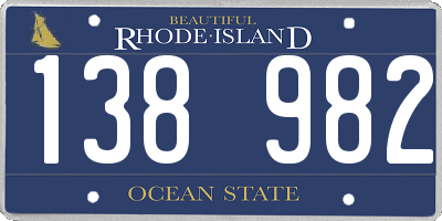 RI license plate 138982