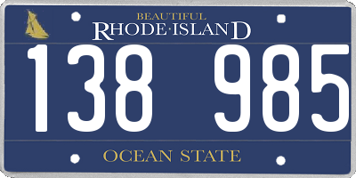RI license plate 138985