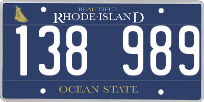 RI license plate 138989