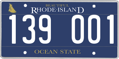 RI license plate 139001