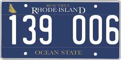 RI license plate 139006