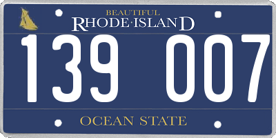 RI license plate 139007