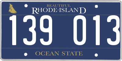 RI license plate 139013