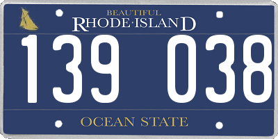RI license plate 139038