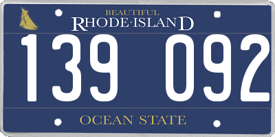 RI license plate 139092