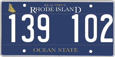 RI license plate 139102