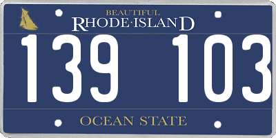 RI license plate 139103