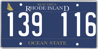 RI license plate 139116