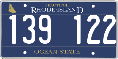 RI license plate 139122