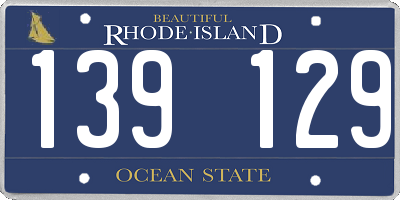 RI license plate 139129