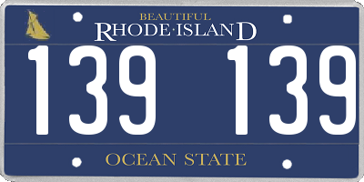 RI license plate 139139