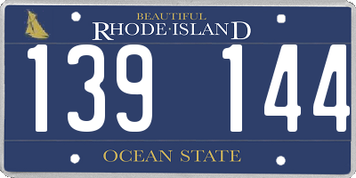 RI license plate 139144