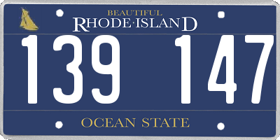 RI license plate 139147