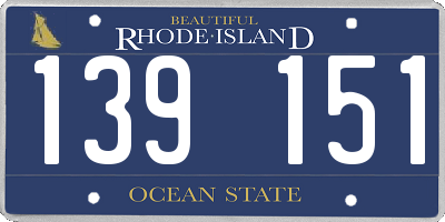 RI license plate 139151