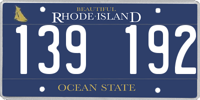 RI license plate 139192