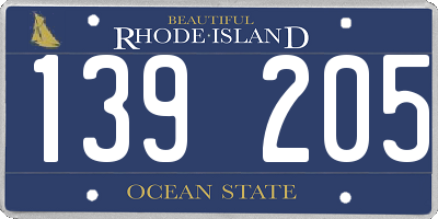 RI license plate 139205