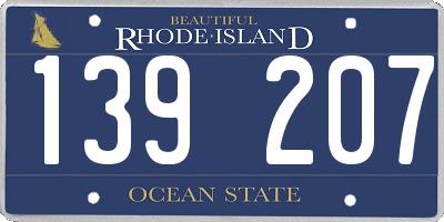 RI license plate 139207