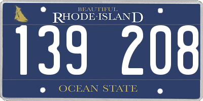 RI license plate 139208