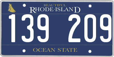RI license plate 139209