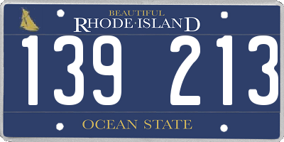 RI license plate 139213