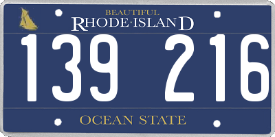 RI license plate 139216