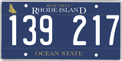 RI license plate 139217