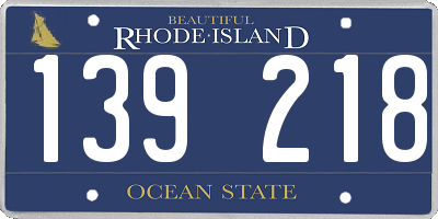 RI license plate 139218