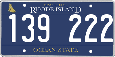 RI license plate 139222