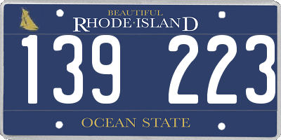 RI license plate 139223