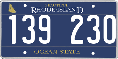 RI license plate 139230