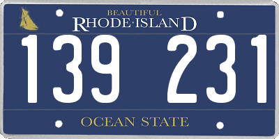 RI license plate 139231