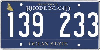 RI license plate 139233