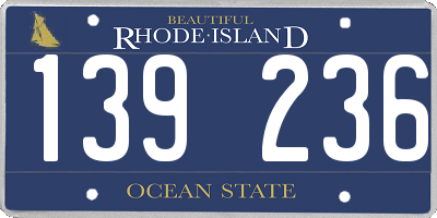 RI license plate 139236