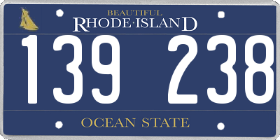 RI license plate 139238